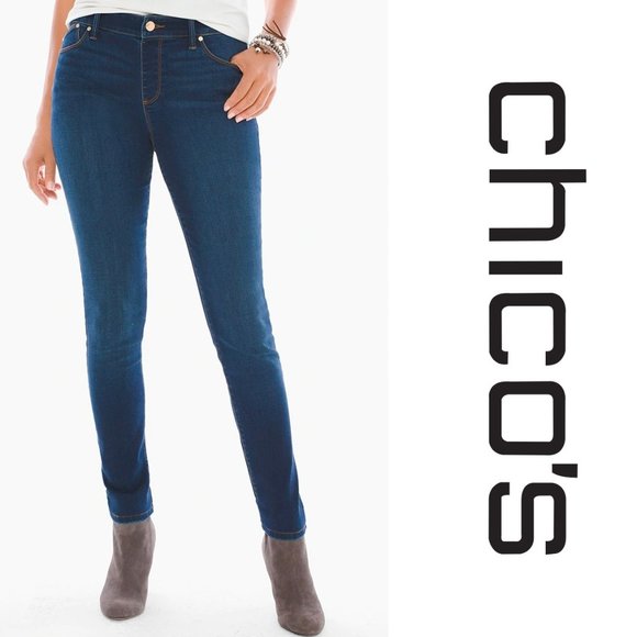 Chico's Denim - Chico's Platinum Jeggings Spandex Denim Stretch Pull On Blue Size 00 P (XS) New